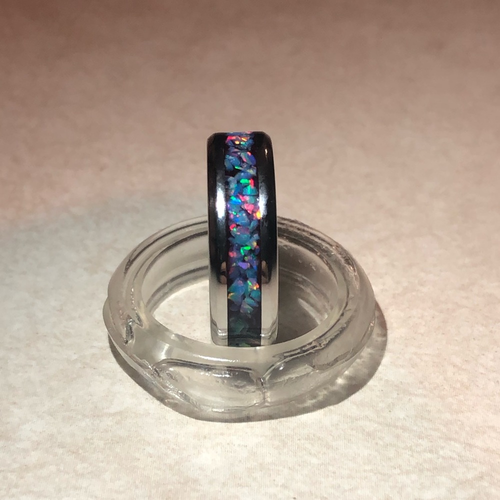 Handcrafted Multi Cornflour Opal Ring - image 3